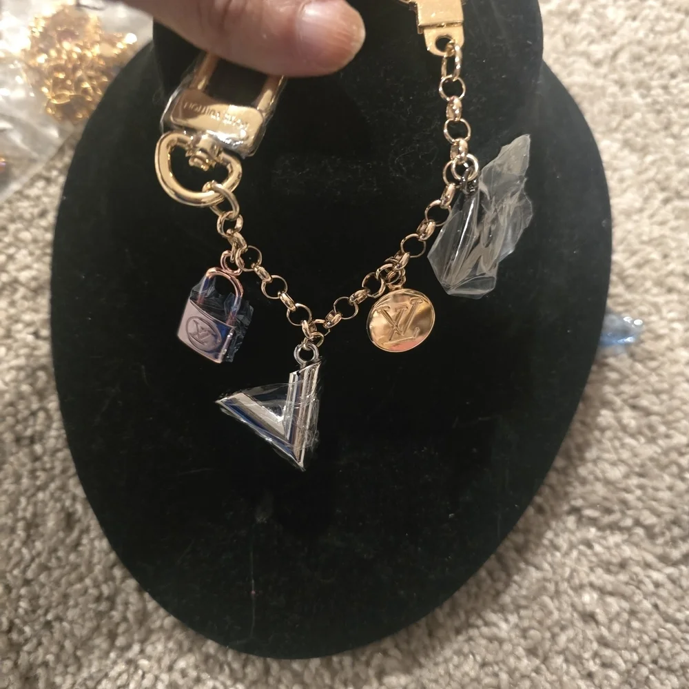 LV Gold and Silver Charm Keychain - Picture 10 of 11